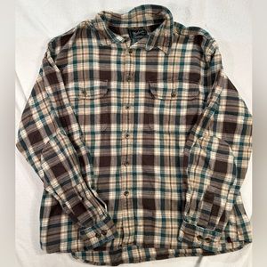 Woolrich Heavy Long Sleeve Mens Green Brown Plaid Flannel Size 2XL